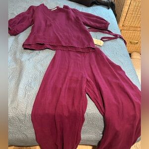 Bryn Walker extra small linen blouse and pants set